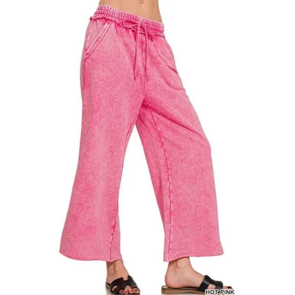 New Zenana French Terry Palazzo Sweatpants - Picture 1 of 1